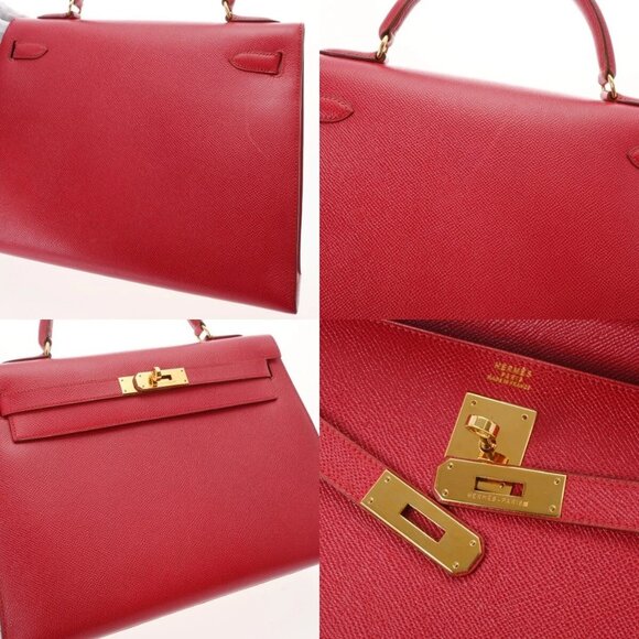 HERMES Kelly 32 Outer stitch 2WAY Rouge vif hand bag 800000138376000 - Picture 10 of 10